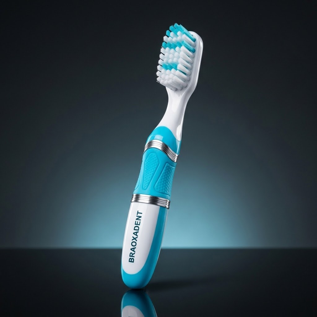 Brosse à dents BRAOXADENT, modèle médium, coloris cyan